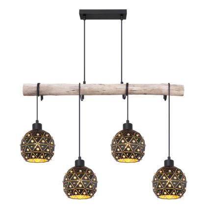 Globo 54029-4H - JODIE cable-suspended pendant 4xE27/40W/230V beige/black