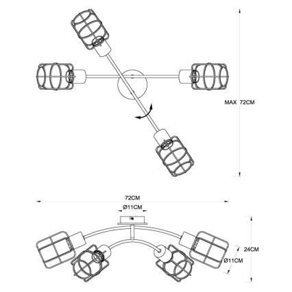 Globo - Flush-mounted chandelier 4xE27/40W/230V