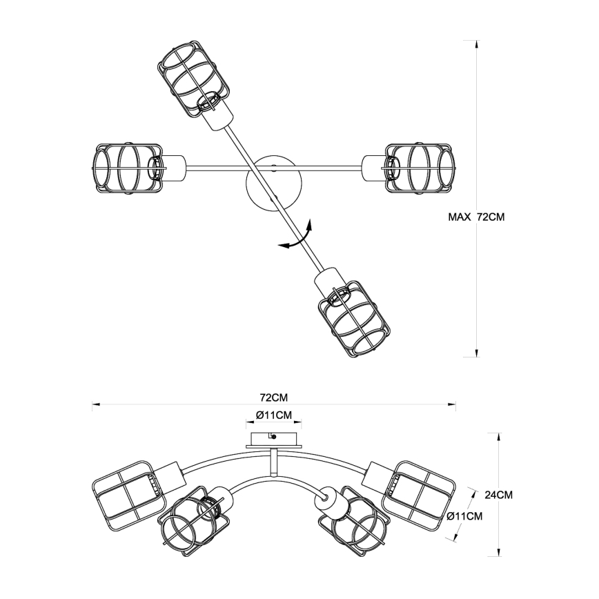 Globo - Flush-mounted chandelier 4xE27/40W/230V
