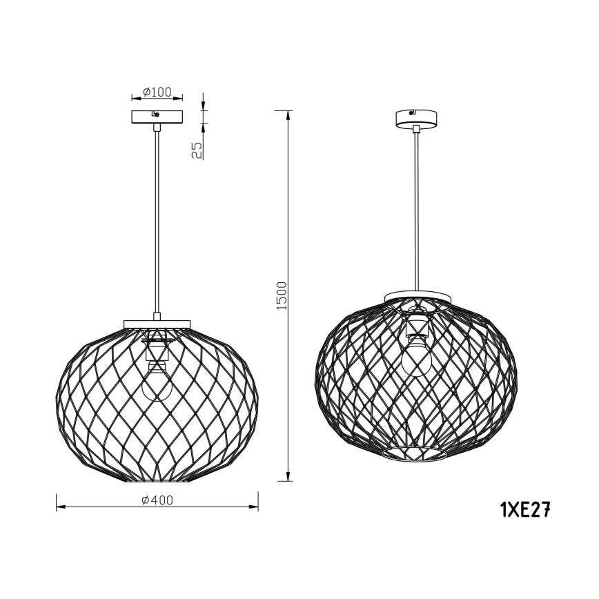 Globo - Chandelier on a string 1xE27/60W/230V