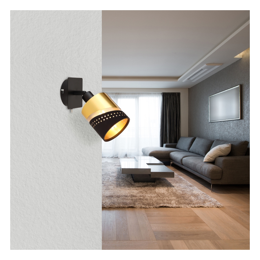 Globo - Wall spotlight 1xE14/25W/230V black/gold