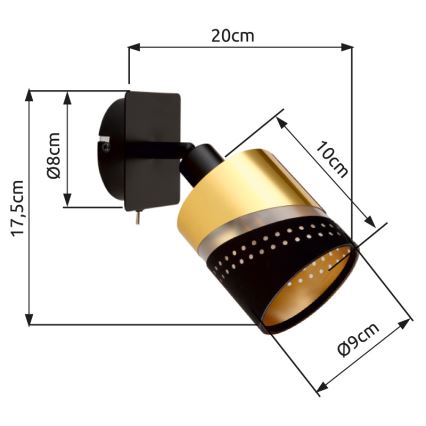 Globo - Wall spotlight 1xE14/25W/230V black/gold