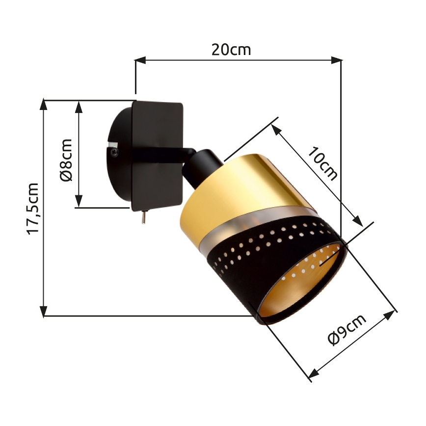 Globo - Wall spotlight 1xE14/25W/230V black/gold