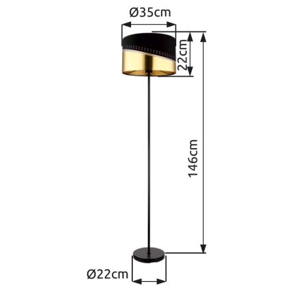 Globo - Floor lamp 1xE27/60W/230V d. 35 cm black/gold