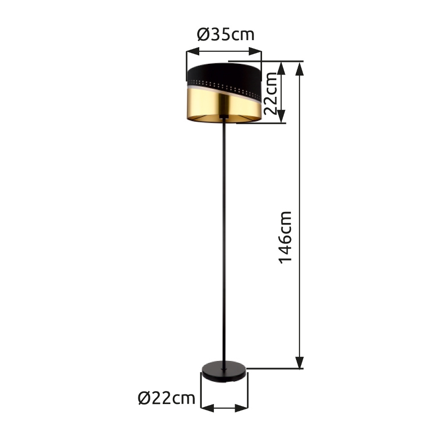 Globo - Floor lamp 1xE27/60W/230V d. 35 cm black/gold