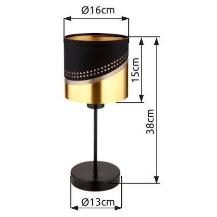 Globo - Table lamp 1xE27/40W/230V d. 16 cm black/gold