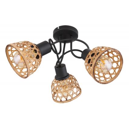 Globo - Surface-mounted chandelier 3xE27/15W/230V bamboo