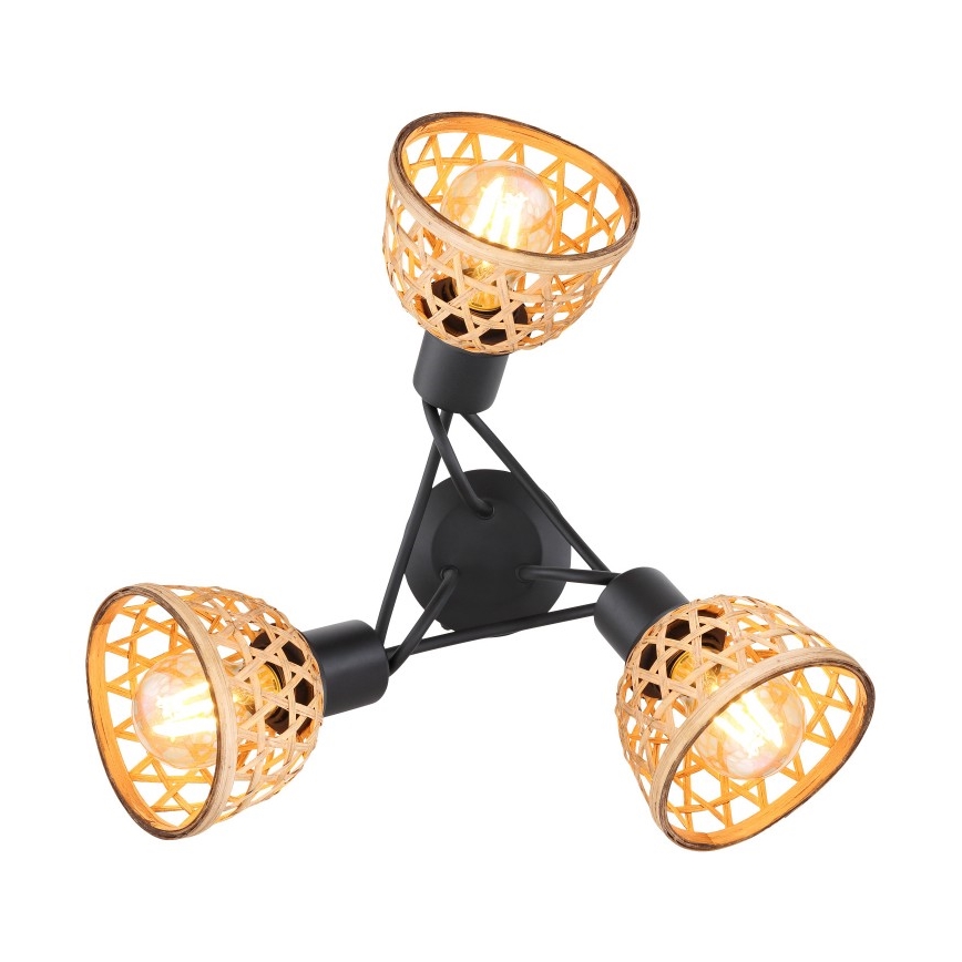 Globo - Surface-mounted chandelier 3xE27/15W/230V bamboo