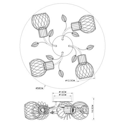 Globo - Surface-mounted chandelier 4xE27/40W/230V