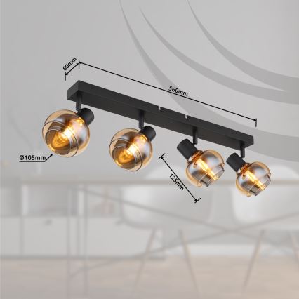 Globo - 4-Head Spotlight 4xE14/40W/230V Black