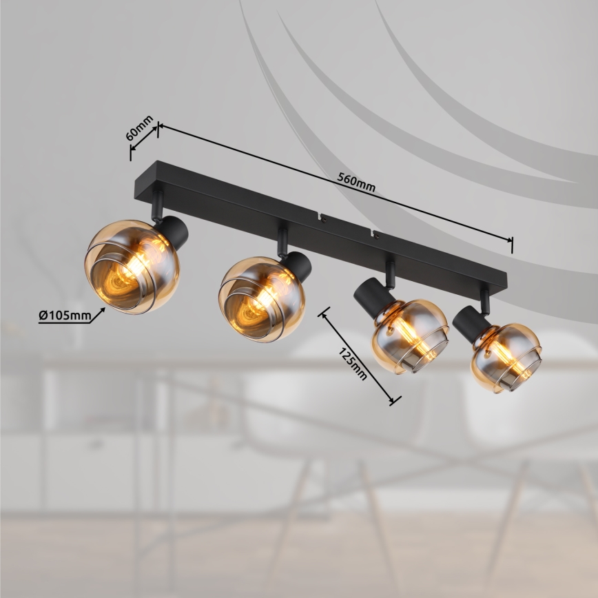 Globo - 4-Head Spotlight 4xE14/40W/230V Black