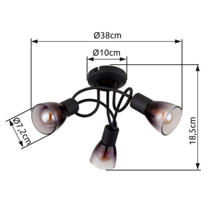 Globo - Surface-mounted chandelier 3xE14/25W/230V black
