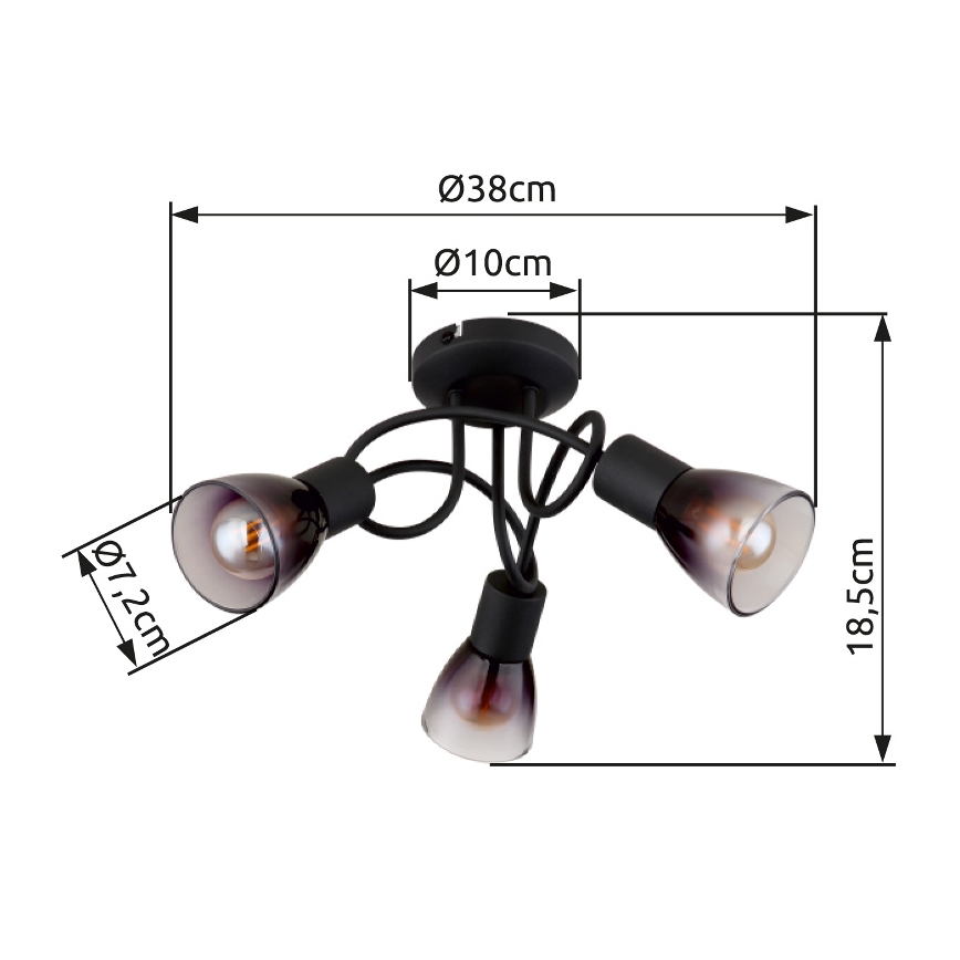 Globo - Surface-mounted chandelier 3xE14/25W/230V black