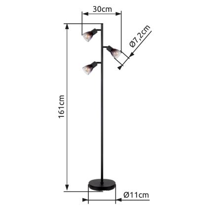 Globo - Floor lamp 3xE14/25W/230V black