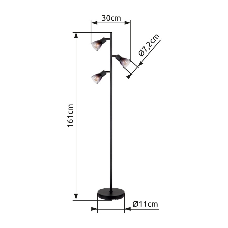 Globo - Floor lamp 3xE14/25W/230V black