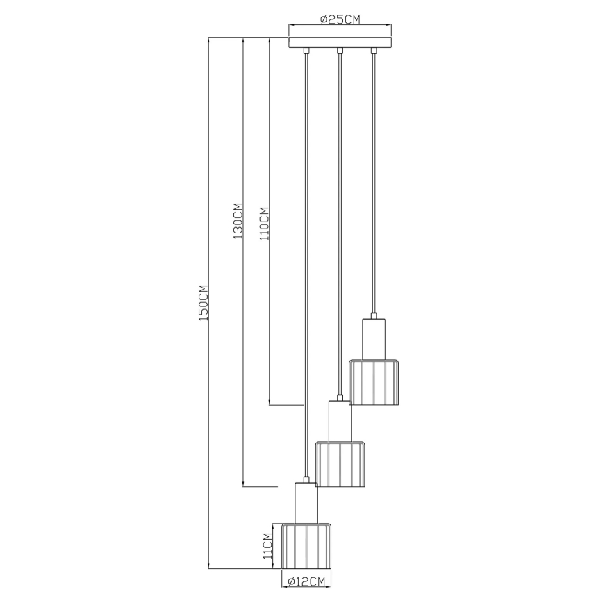 Globo - Cable-suspended pendant light 3xE27/40W/230V