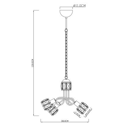 Globo - LED Chandelier on a chain 3xE14/40W/230V + LED/5W