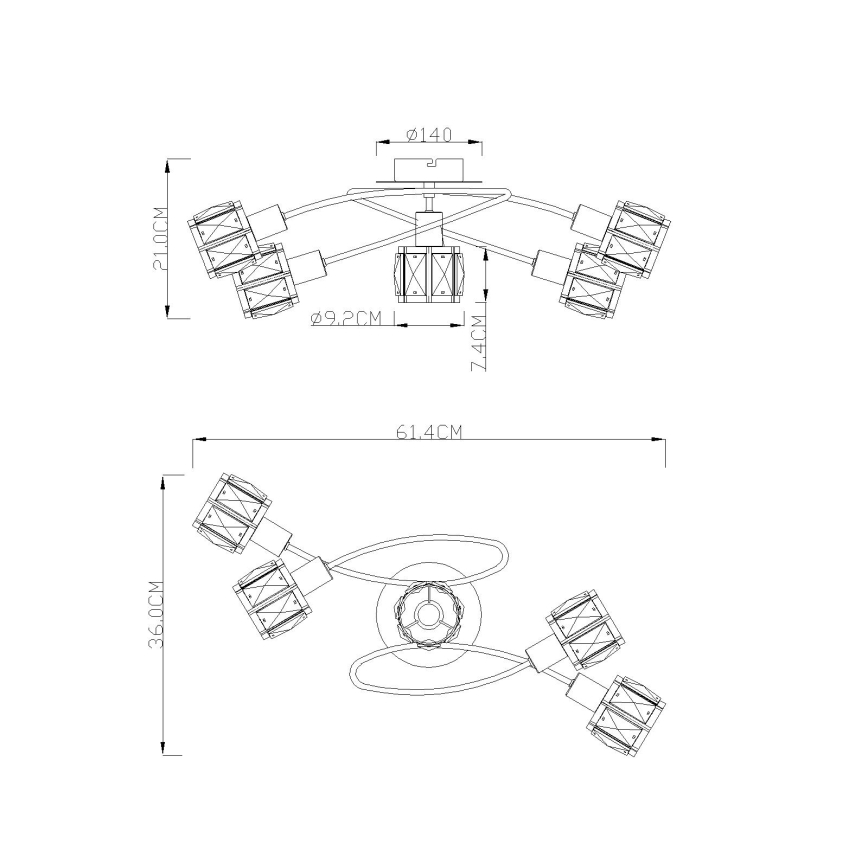 Globo - Surface-mounted chandelier 5xE14/40W/230V