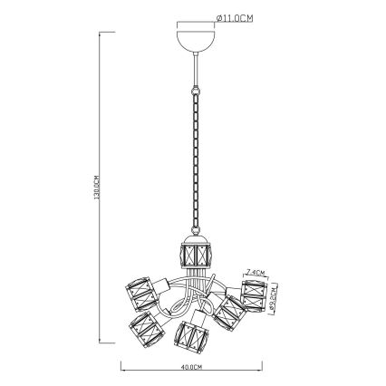 Globo - LED Chandelier on a chain 5xE14/40W/230V + LED/5W