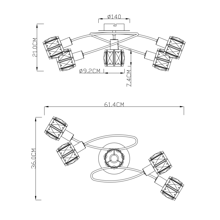 Globo - Surface-mounted chandelier 5xE14/40W/230V