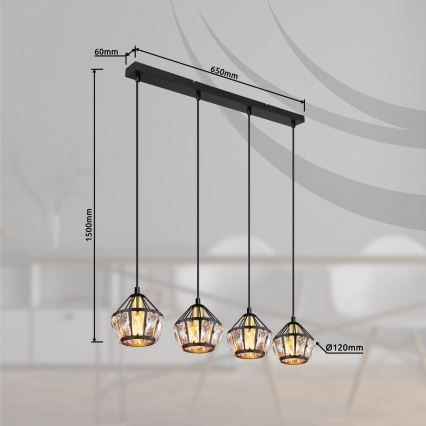 Globo - Chandelier on a string 4xE14/40W/230V