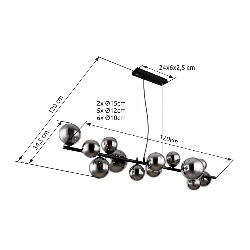 Globo - LED Chandelier on a string 13xG9/3,5W/230V smoky/black