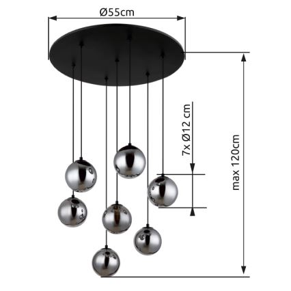Globo - LED Chandelier on a string 7xG9/3,5W/230V smoky/black
