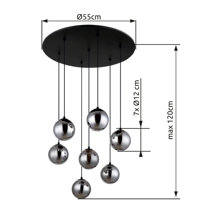 Globo - LED Chandelier on a string 7xG9/3,5W/230V smoky/black