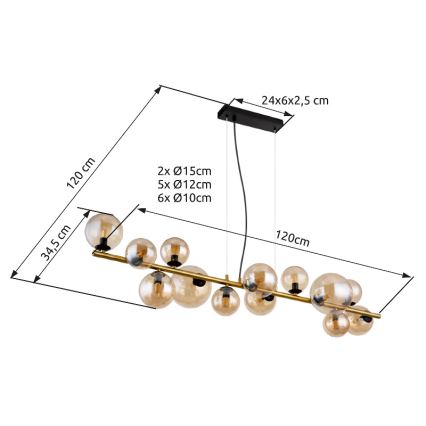 Globo - LED Chandelier on a string 13xG9/3,5W/230V smoky/brown