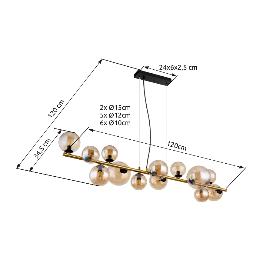 Globo - LED pendant on cable 13xG9/3.5W/230V, brass