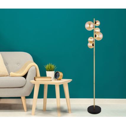 Globo - LED Floor lamp 6xG9/3W/230V brass