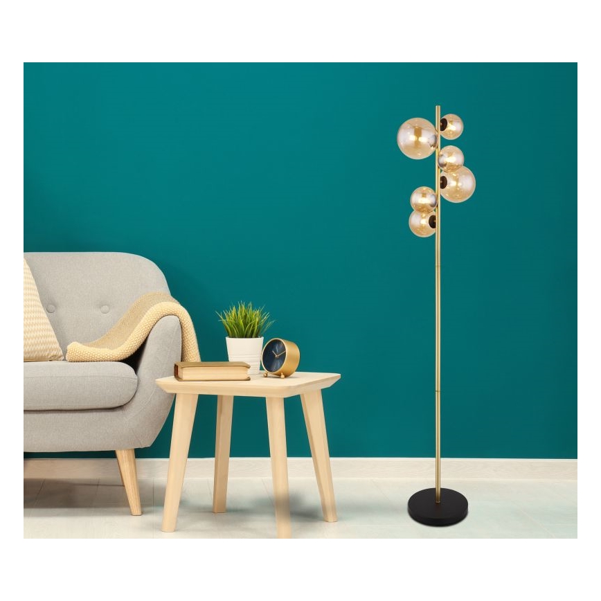 Globo - LED Floor lamp 6xG9/3W/230V brass