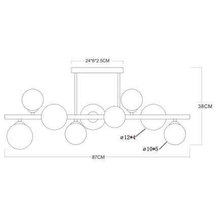 Globo - LED Chandelier on a pole 9xG9/3W/230V brass