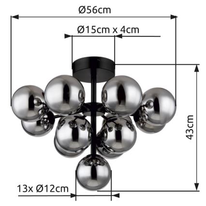 Globo - Surface-mounted chandelier 13xG9/5W/230V d. 56 cm black