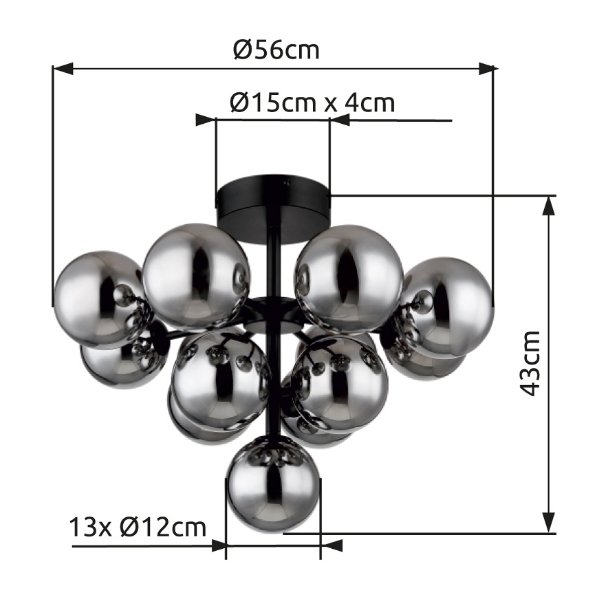 Globo - Surface-mounted chandelier 13xG9/5W/230V d. 56 cm black
