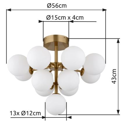 Globo - Surface-mounted chandelier 13xG9/5W/230V d. 56 cm gold