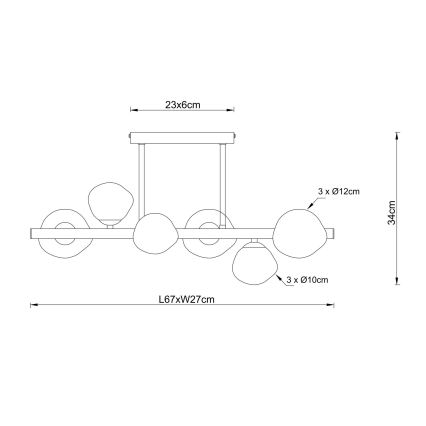 Globo - Ceiling light 6xG9/5W/230V 27x67 cm