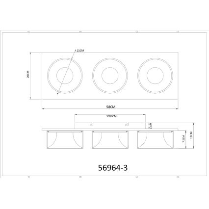 Globo - LED Ceiling Light LED/24W/230V 3000K 58x20 cm Brass