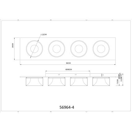 Globo - LED Ceiling Light LED/40W/230V 3000K 86x20 cm Brass finish