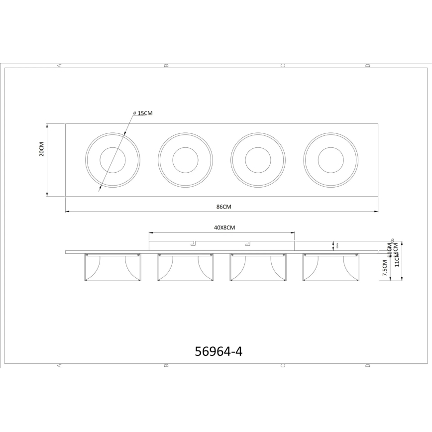 Globo - LED Ceiling Light LED/40W/230V 3000K 86x20 cm Brass finish