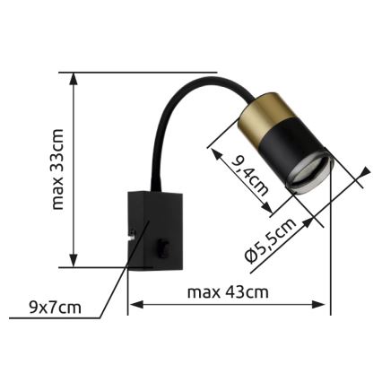 Globo - Wall spotlight 1xGU10/25W/230V black/gold