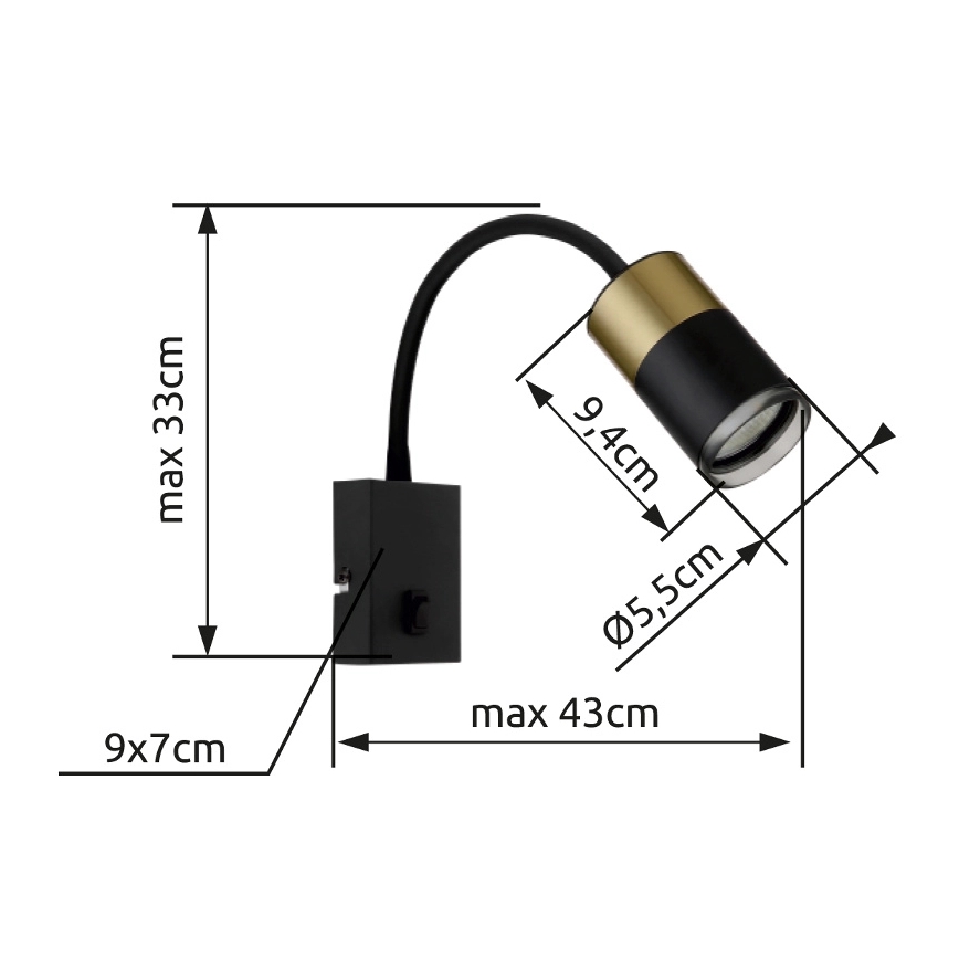 Globo - Wall spotlight 1xGU10/25W/230V black/gold