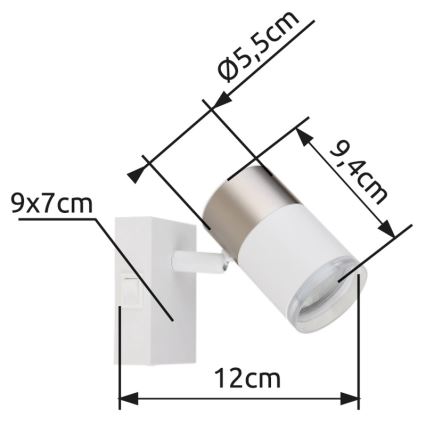 Globo - Wall spotlight 1xGU10/25W/230V white/matte chrome