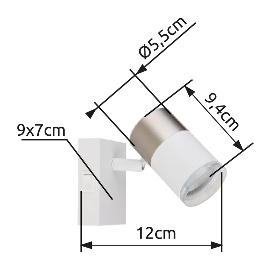 Globo - Wall spotlight 1xGU10/25W/230V white/matte chrome