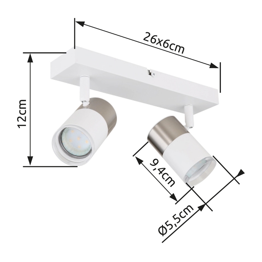 Globo - Spotlight 2xGU10/25W/230V white/matte chrome