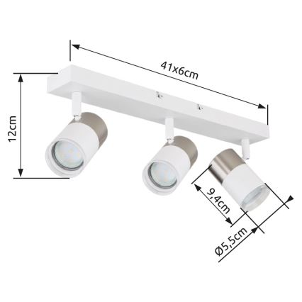 Globo - Spotlight 3xGU10/25W/230V white/matte chrome