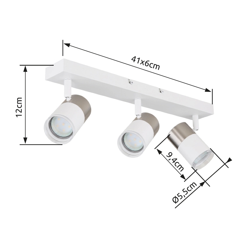 Globo - Spotlight 3xGU10/25W/230V white/matte chrome