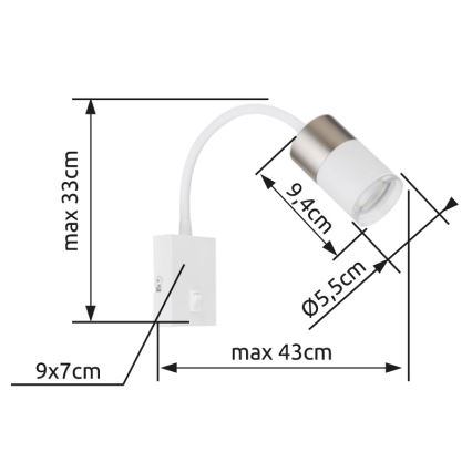 Globo - Wall spotlight 1xGU10/25W/230V white/matte chrome