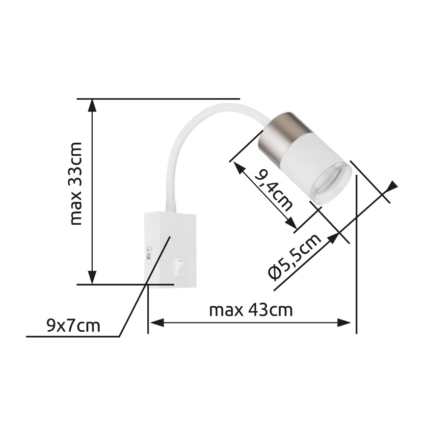 Globo - Wall spotlight 1xGU10/25W/230V white/matte chrome