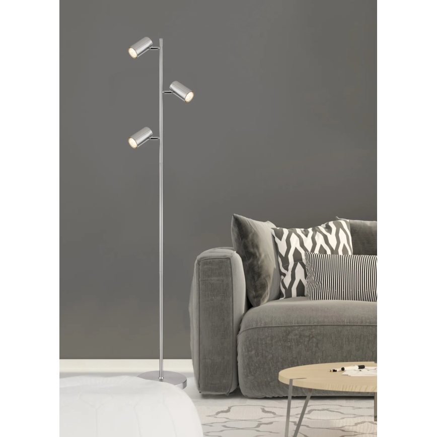 Globo - Floor lamp 3xGU10/5W/230V matte chrome